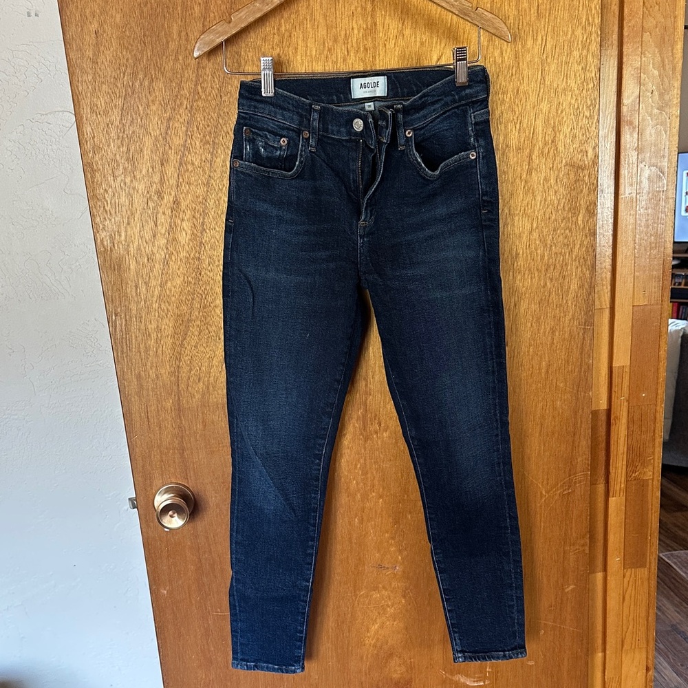 Agolde Dark Indigo Mid-Rise Skinny Jeans